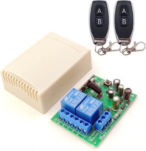 DieseRC AC 110V 120V 220V 240V Wireless Remote Control Switch 433Mhz RF 10A 2CH Relay Receiver with 2 Transmitters for Garage Door Electric Curtai...
