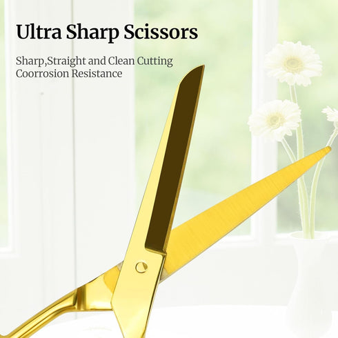 MultiBey Scissors Straight Recycled Stainless Steel 7" Copper Gold Multipurpose Fabric Leather Arts and Crafts Paper Shears Heavy Duty (Upgraded)...