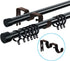 TLBTEK 3pcs Brown Curtain Rod Bracket, Double Curtain Rod Hanging Brackets Wall Mount Heavy Duty,Adjustable Curtain Rod Holders Hardware for Windo...