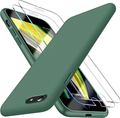 Dssairo [3 in 1 for iPhone SE case 2022/3rd/2020/2nd gen, iPhone 7/8 case?with 2 Pack Screen Protector, Liquid Silicone Ultra Slim Shockproof Prot...