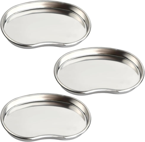 Dental Tray - Prgislew 3 Pack Kidney Trays Stainless Steel Tray Medium Emesis Basin Reusable Metal Kidney Dish for Dental Piercing Lab Instrument ...