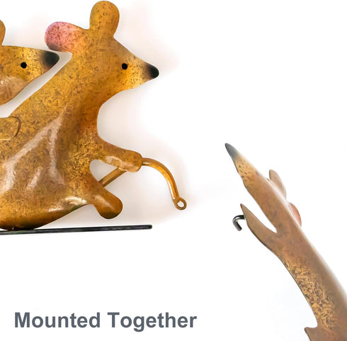GLEFLE 15.35" Cute Mouse Decor Statue - 2024 New Handmade Metal Door Crawler Mice Figurines for Indoor Outdoor Home Bathroom Office Desktop Photo ...