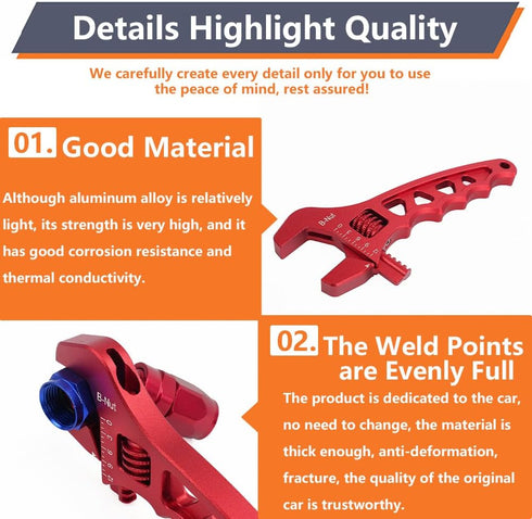 AN Hose Fitting Adjustable Wrench 3AN-16AN Lightweight Aluminum(Red)...