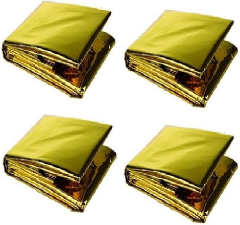 GALAXYLENSE 4 Packs Mylar Thermal Blanket for Survival Emergency First Aid Kits Army Outdoors Hiking Camping Bug Out Trauma Desert All Weather Con...