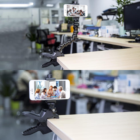 Suptig Phone Holder Desk Gooseneck Mount, Cell Phone Clamp Clip for Pole, Mobile Phone Mount Stand, Compatible for iPhone 14 Plus Phone 13 Pro Xs ...