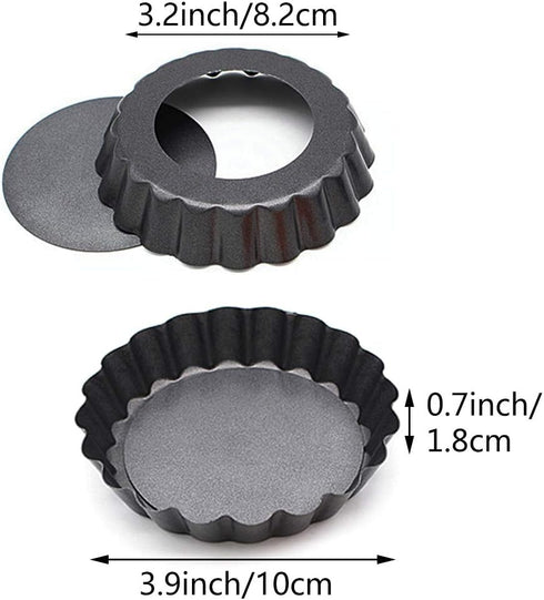 Mini Tart Pans, Nonstick 4 Inch Mini Quiche Pan Removable Bottom Tart Pan Set of 6 (4-Inch)...