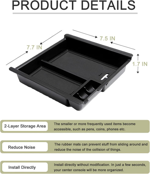 JDMCAR Center Console Organizer Tray Compatible with Toyota Tacoma Accessories 2016-2022 2023, Armrest Insert Container ABS Material Secondary Sto...