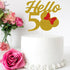 Mouse Inspired Hello 50 Cake Topper for 50th Birthday/Wedding Anniversary Party Decorations Supplies Gold and Red Glitter...