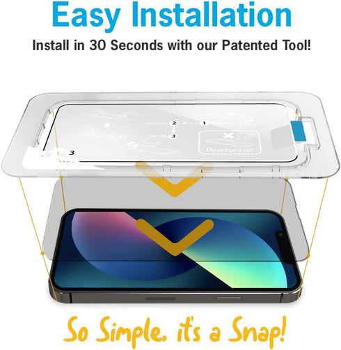 Simple Snap Tempered Glass Screen Protector for iPhone X/XS — Invinsible Protection with Bubble-Free, Scratch-Resistant, Fingerprint-Free Tech, Ca...