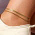 MIDEEO Herringbone Chain Anklet for Women 14K Gold Filled Flat Snake Chain Anklet Dainty Simple Layering Cuban Snake Ankle Bracelet Summer Trendy ...