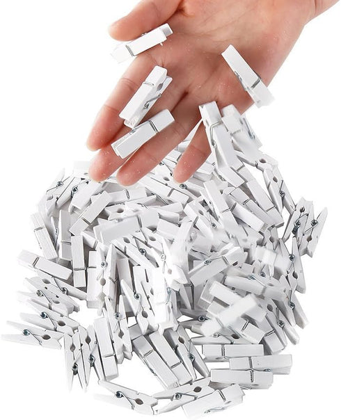 DECORA 3.5cm Sturdy White Wooden Mini Clothespin Photo Clips Pack of 100...