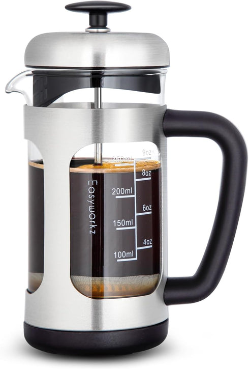 Easyworkz Stainless Steel French Press 12 oz Coffee Tea Maker with Soft Grip Handle...