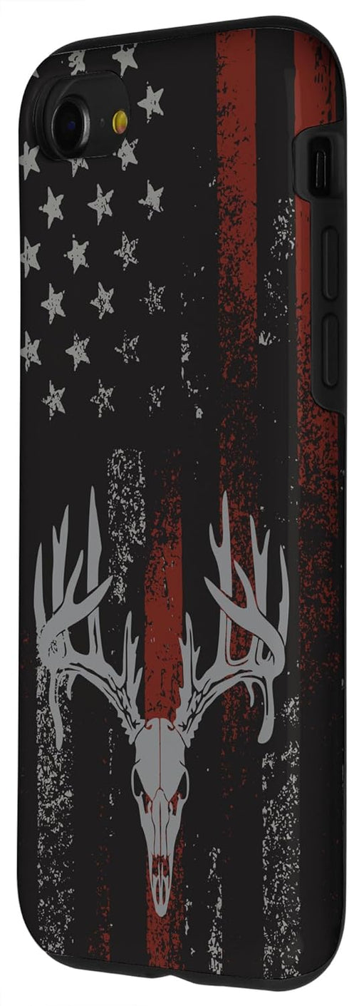 iPhone SE (2020) / 7 / 8 American Flag Whitetail Deer Buck Hunting USA FLAG Hunter Case...