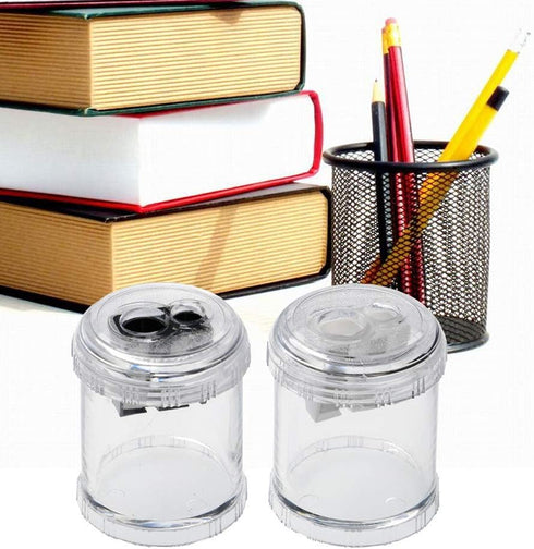 Manual Pencil Sharpener Double Holes Duty Metal Sharp Blade Jumbo Crayon XL Sharpener with Large Round Catches Sharpening Regular Pencils HB Graph...