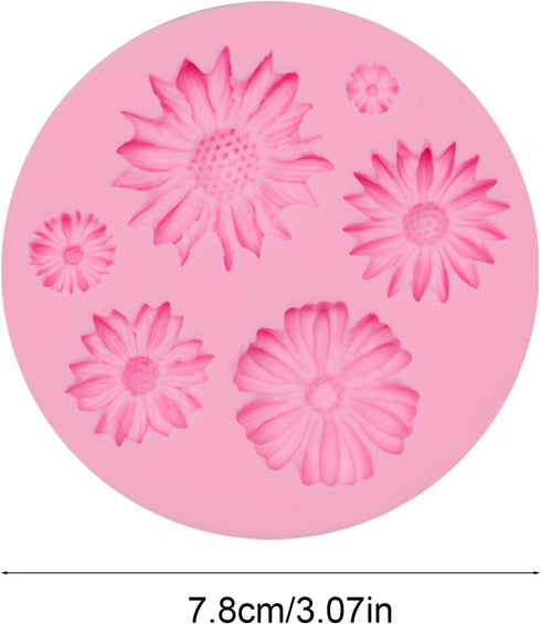 Flower Resin Mold 2 Pcs, Flower Chocolate Silicone Mold, Fondant Flower Molds for Cake Decoration Candy Cupcake Topper Cake Polymer Clay Crafts Ep...