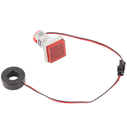 LED Digital Voltage Tester Current Detector Square 22mm Dual Display Panel Voltmeter Ammeter AC 0-100A 60-500V Meter Indicator (Red)...