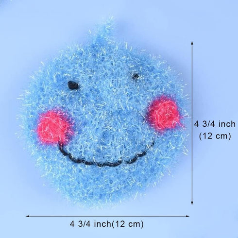 4 Pcs Acrylic Fun Dish Scrubber for Dish Washing, Smiley Face Kitchen Sponge Washing Dishes, Colourful Non Scratch Dish Sponges...