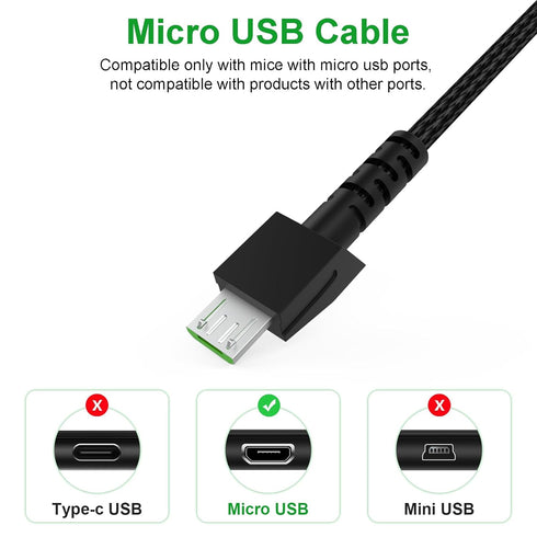 Mouse Micro USB Cable Compatible with Razer Viper Ultimate, Naga Pro 20000 DPI, DeathAdder V2 Pro, Basilisk Ultimate Mouse, 5.9ft...