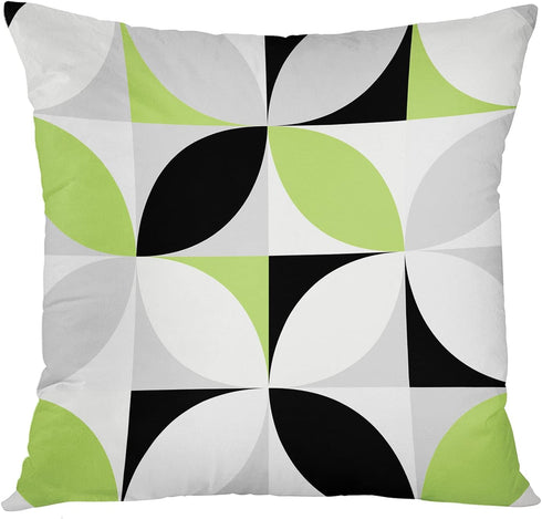 ArtSocket Set of 4 Throw Pillow Covers Green Black Lime Mosaic Pattern Gray Grey White Retro Triangles Geometric Decorative Pillow Cases Home Deco...