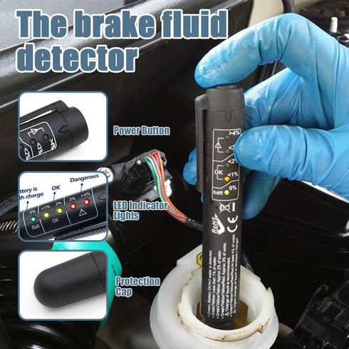 Brake Fluid Liquid Tester Pen, Auto Tester Tool, Auto Brake Diagnostic Testing Tool with 5 LED Indicators, Hydraulic Fluid Liquid Oil Moisture Ana...