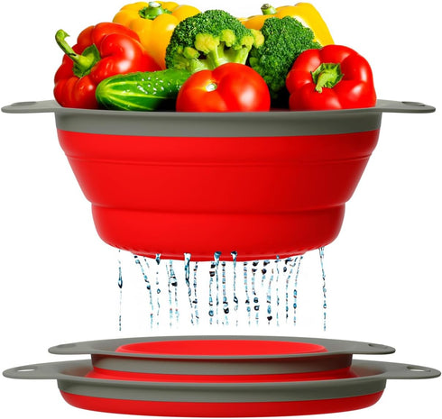 Ultimate Kitchen Strainers Set of 2 - Collapsible Silicone Colanders For Easy Storage by Comfify - Use with Pasta & Veggies or as a Fruit or Berry...