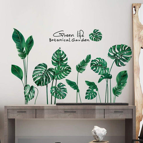 RW-1001 Removeable 3D Green Plants Wall Stickers DIY Fresh Leaf Home Wall Decoration Art Decor Wall Decal Peel and Stick Murals for Girls Kids Bab...