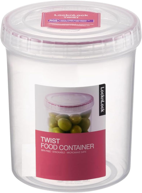 LOCK & LOCK Easy Essentials Twist Food Storage lids/Airtight containers, BPA Free, Tall-30.4oz Clear...