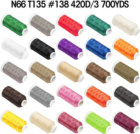 ANMINY Bonded Nylon N66 Sewing Thread 700 Yards Size #138 T135 420D/3 for Leather Denim Hand Machine Craft Shoe Bag Repairing Extra Strong Heavy D...