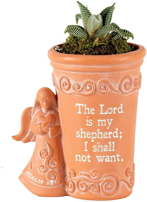 Lord Is My Shepherd Brown 5 x 4 Inch Resin Flower Planter Pot...