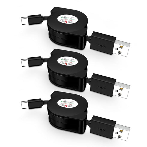 Retractable USB C Cable for Car,3.3ft 3 Pack Android Phone USB C to USB A Cord Fast Charging for Samsung Galaxy S24/S24 Ultra/S24 Plus/S23/S22/A55...