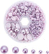 PH PandaHall Purple Flatback Pearls, 690pcs Half Round Pearl Beads 6 Sizes Purple Pearls Faux Pearl Cabochon Beads for DIY Scrapbook Phone Case We...
