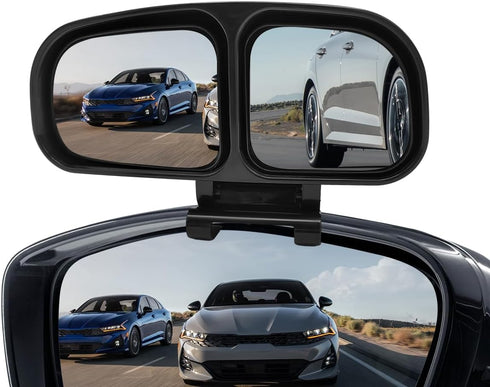 Blind Spot Mirror, Double Glass Convex Rearview Mirror, Adjustable HD Wide Angle Auxiliary Side View Mirror with Frame for Most Vehicles, Universa...