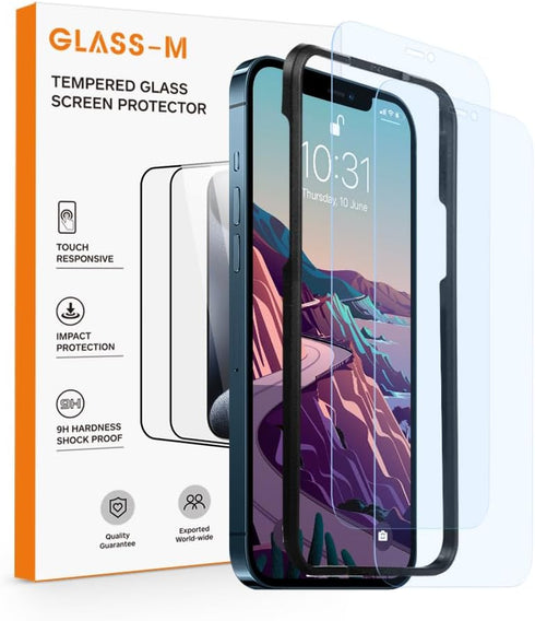 GLASS-M Anti-Blue Light Screen Protector for iPhone 12 Pro Max, Eye Protection 9H Tempered Glass Film, Full Coverage Blue Light Blocking Screen Co...