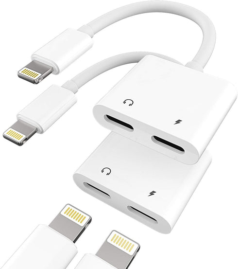 Headphone Adapter Lightning to Audio Jack and Charger Extender Earphone Charging Splitter Compatible with iPhone 11 12Mini pro max xs xr x se2 7 8...
