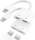 Headphone Adapter Lightning to Audio Jack and Charger Extender Earphone Charging Splitter Compatible with iPhone 11 12Mini pro max xs xr x se2 7 8...