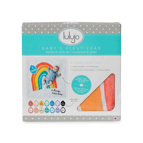 lulujo Baby First Year Milestone Blanket and Cards Set, A Dream Come True...
