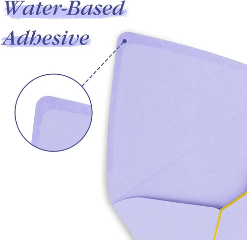 5x7 Envelopes for Invitations with Gold Border,V-Flap Envelopes 50 Pack,A7 Envelopes for Cards,Wedding,Invitations,Baby Shower,All Occasions(Purpl...