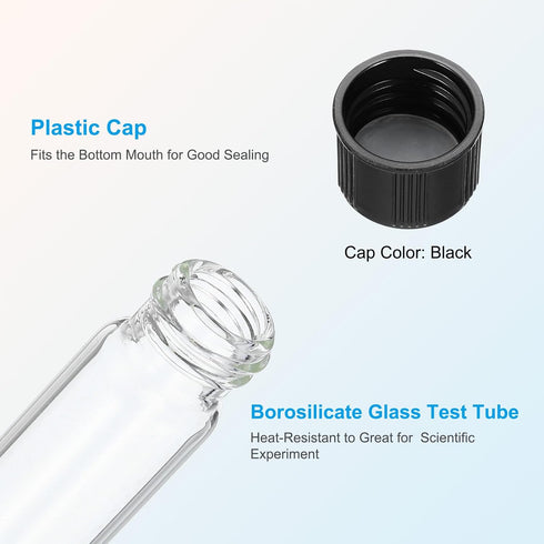 PATIKIL 30ml Test Tubes, 10pcs 5.91x0.79in Glass Clear Round Bottom Test Tube Containers with Plastic Cap for Bead Party Candy Bath Salt Storage S...