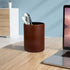Pen Pencil Holder Cup Container PU Leather Desk Organizer Stand Decor Brush Scissor Holder Decoration Office Desk Home School (3.3" x 3.3" x 4", B...