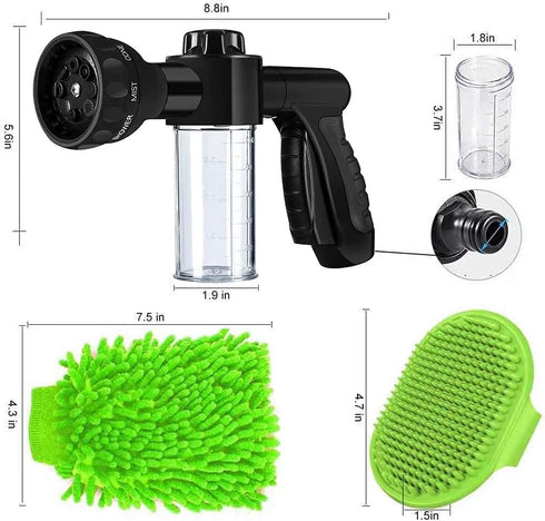 Kamirola High Pressure 8 in 1 Car Wash Brush Foam Gun,Garden Hose Nozzle Foam Cannon Bottle Soap Sprayer,Lawn, Car Wash, Cleaning?Patio, Pet Bathi...