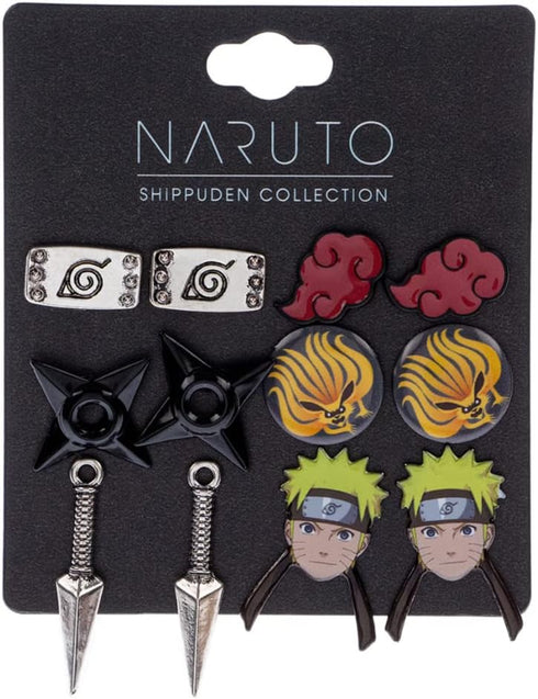 Naruto Shippuden Character And Icons 6 Pack Costume Jewelry Stud Earrings Set...