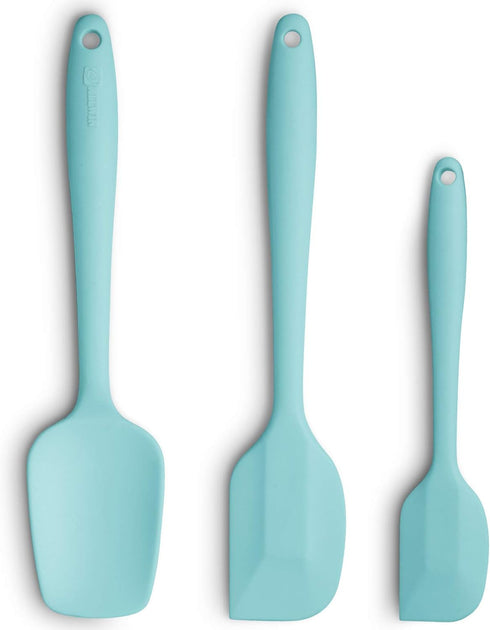 Silicone Spatula 3-piece Set, Ergonomic Handle High Heat-Resistant Spatulas, Non-stick Rubber Spatulas with Stainless Steel Core, Aqua Sky...