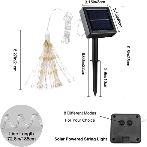 200 LED Solar Starburst Light, Outdoor Chandelier Lights, 2 Pack Garden Firework Lights, 8 Modes Hanging Decorative Christmas Lights for Garden Pa...