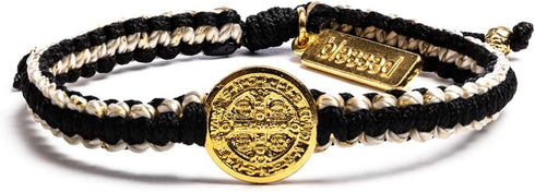 My Saint My Hero Gratitude Bracelet - Black/Gold Metallic...
