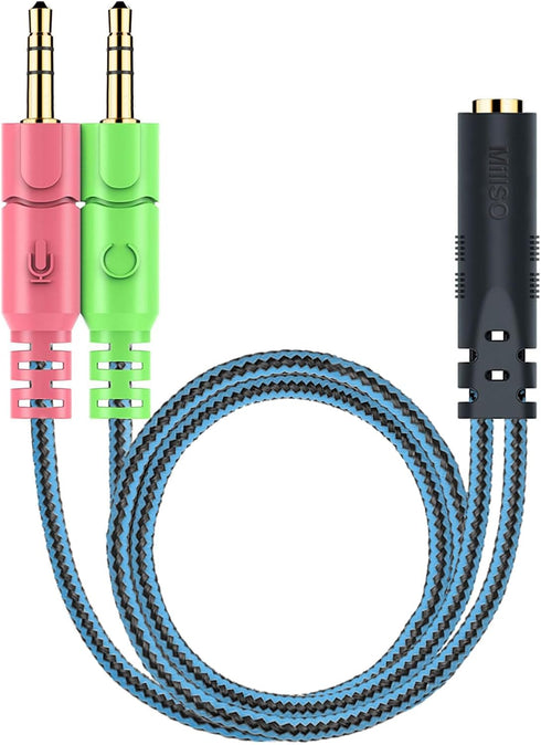 MillSO Headphone Splitter for Computer CTIA 3.5mm TRRS Female to Dual TRS Male Mic Audio Jack Y Adapter Headset Splitter Cable for PC Laptop to Ga...