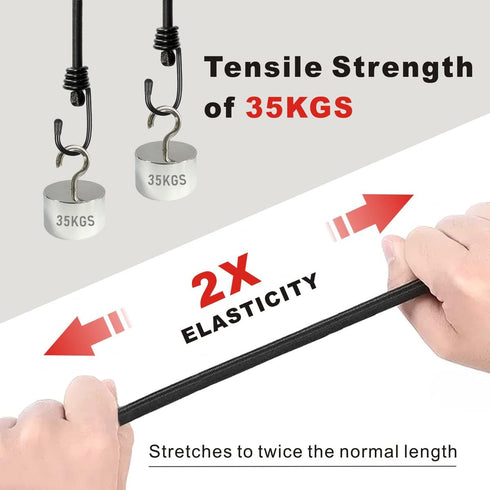 Bungee Cords with Hooks, Heavy Duty Outdoor Elastic Bungee Straps?No Odour Industrial Grade Bungee Rope for Securing Tarps, Luggage, Tents, Bikes ...