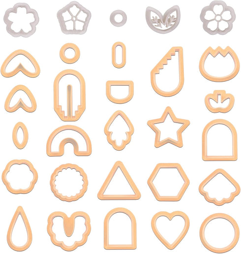 Fchil Floral Polymer Clay Cutters, Flower Leaf Clay Cutters for Earring Making, Boho Geometric Shaped Jewelry Cutters, 29 Pcs...