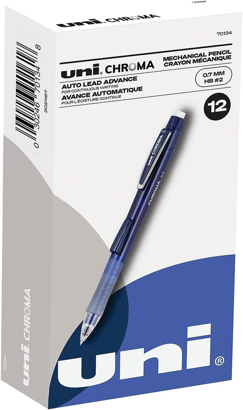 uni-ball CHROMA Mechanical Pencil, 0.7mm, HB #2, Cobalt Barrel, 12 Count...