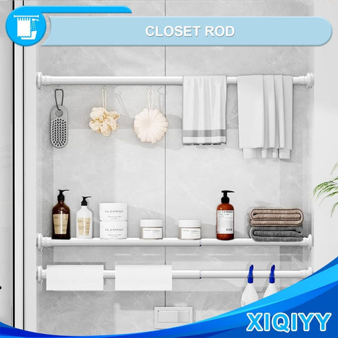 Spring Tension Rod 28 to 48 inches,Adjustable Heavy Duty Curtain Rod-Shower Curtain Rods for Bathroom,Windows,Door,White...