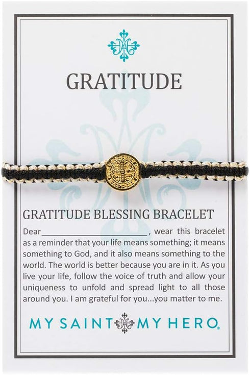 My Saint My Hero Gratitude Bracelet - Black/Gold Metallic...